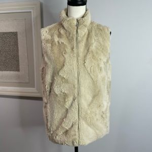 Au Lieu Cream Faux Fur Full Zip Soft Vest Size Medium